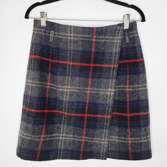 Vintage EDDIE BAUER Plaid Wool Mini Skirt Sz 12 Lined Preppy Punk Goth Y2K - Picture 1 of 8